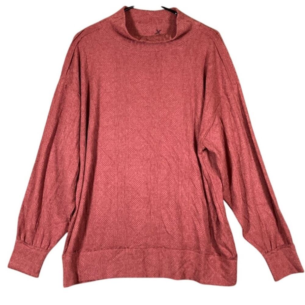 BKE Womens Sweater Rust Red Mock Neck Long Sleeve Soft Knit Stretch Medium